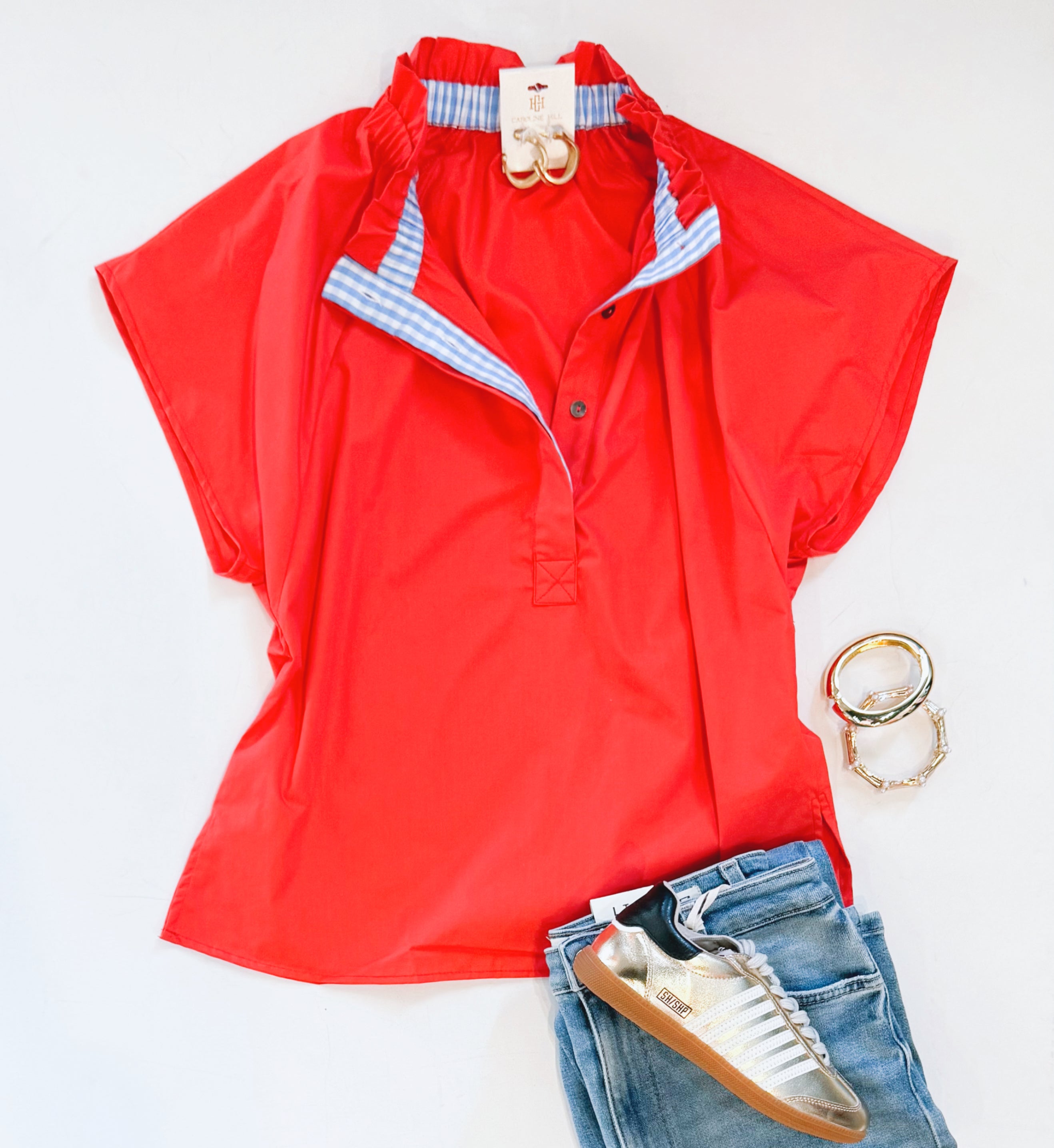 STRAIGHT A'S GINGHAM TOP
