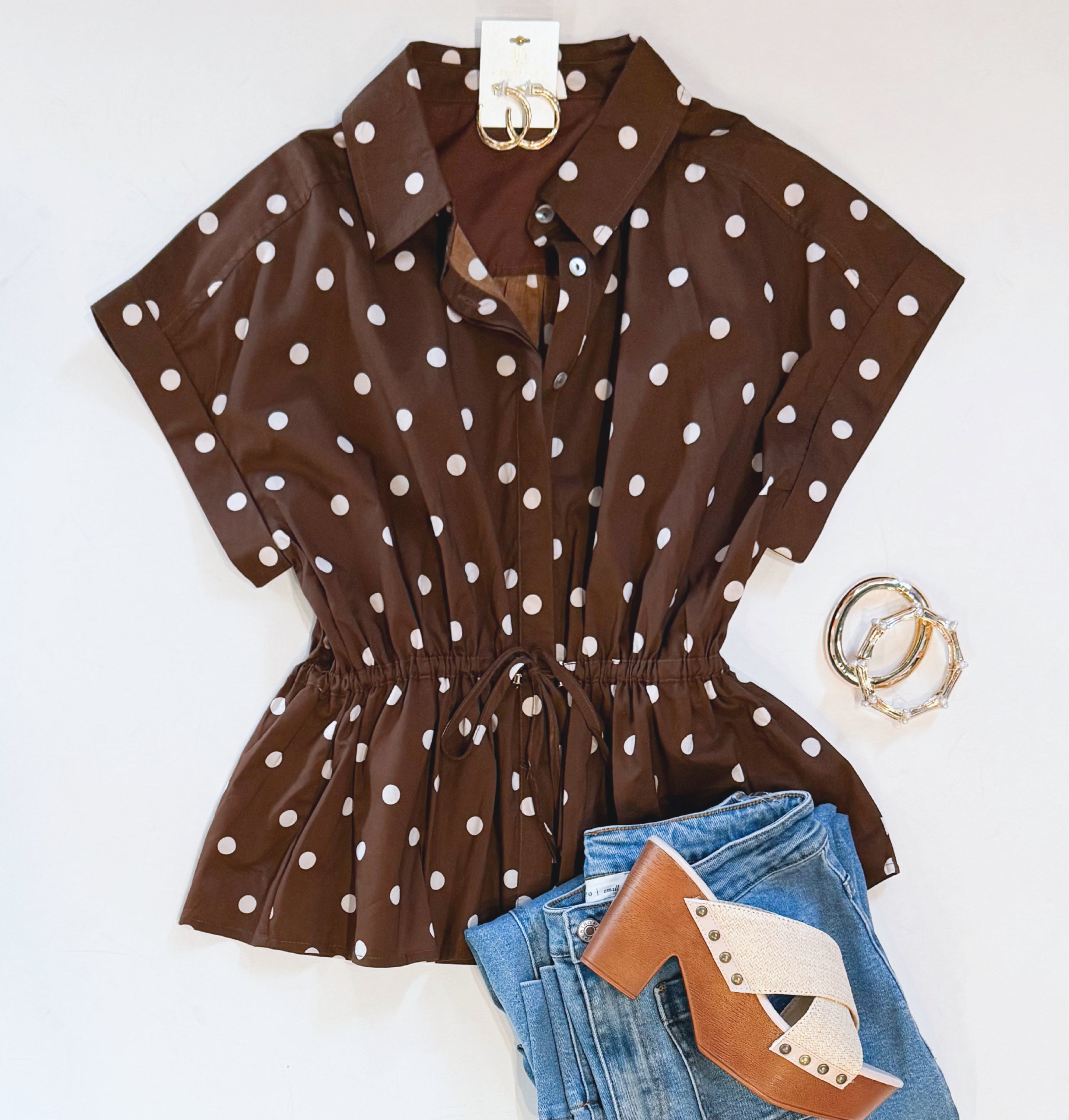 IN A CINCH POLKADOT TOP