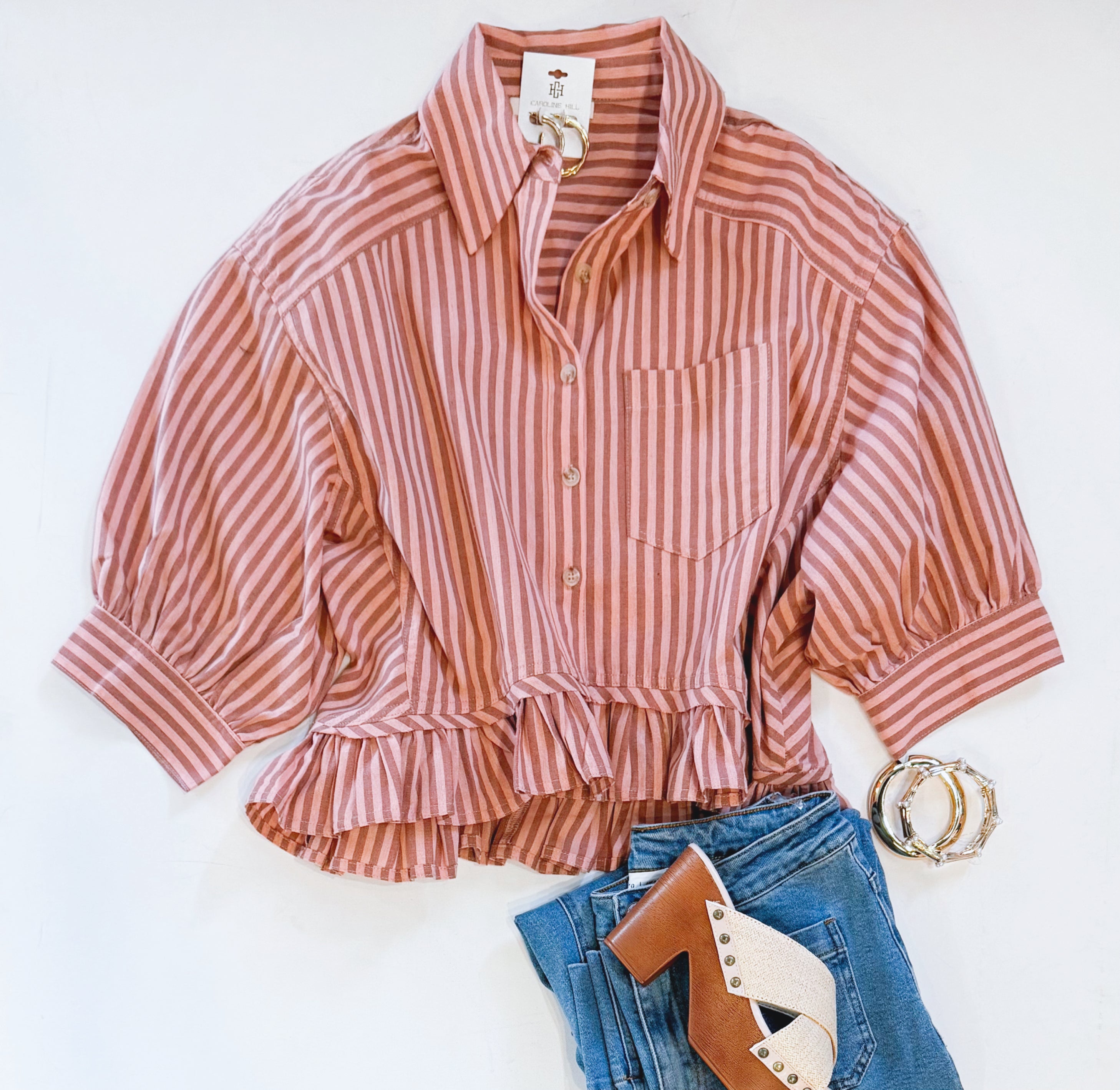 PEACHES RUFFLE BUTTONDOWN