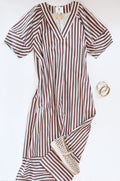 CREAM AND COCOA STRIPE MIDI
