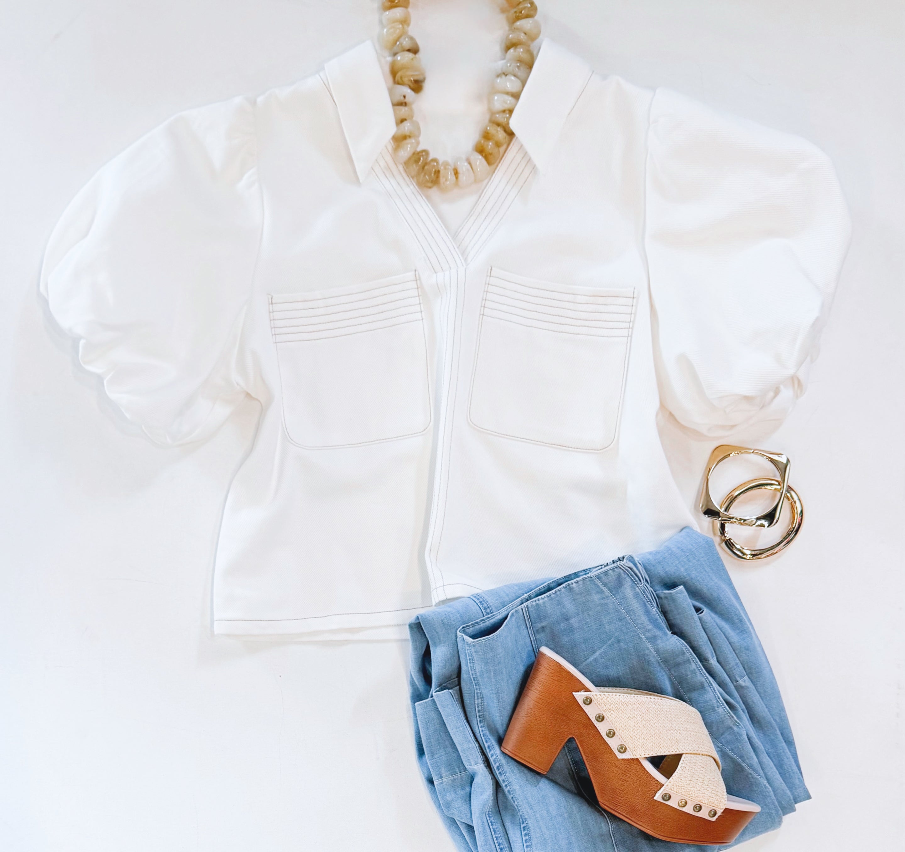 DENIM DARLIN' COLLAR TOP