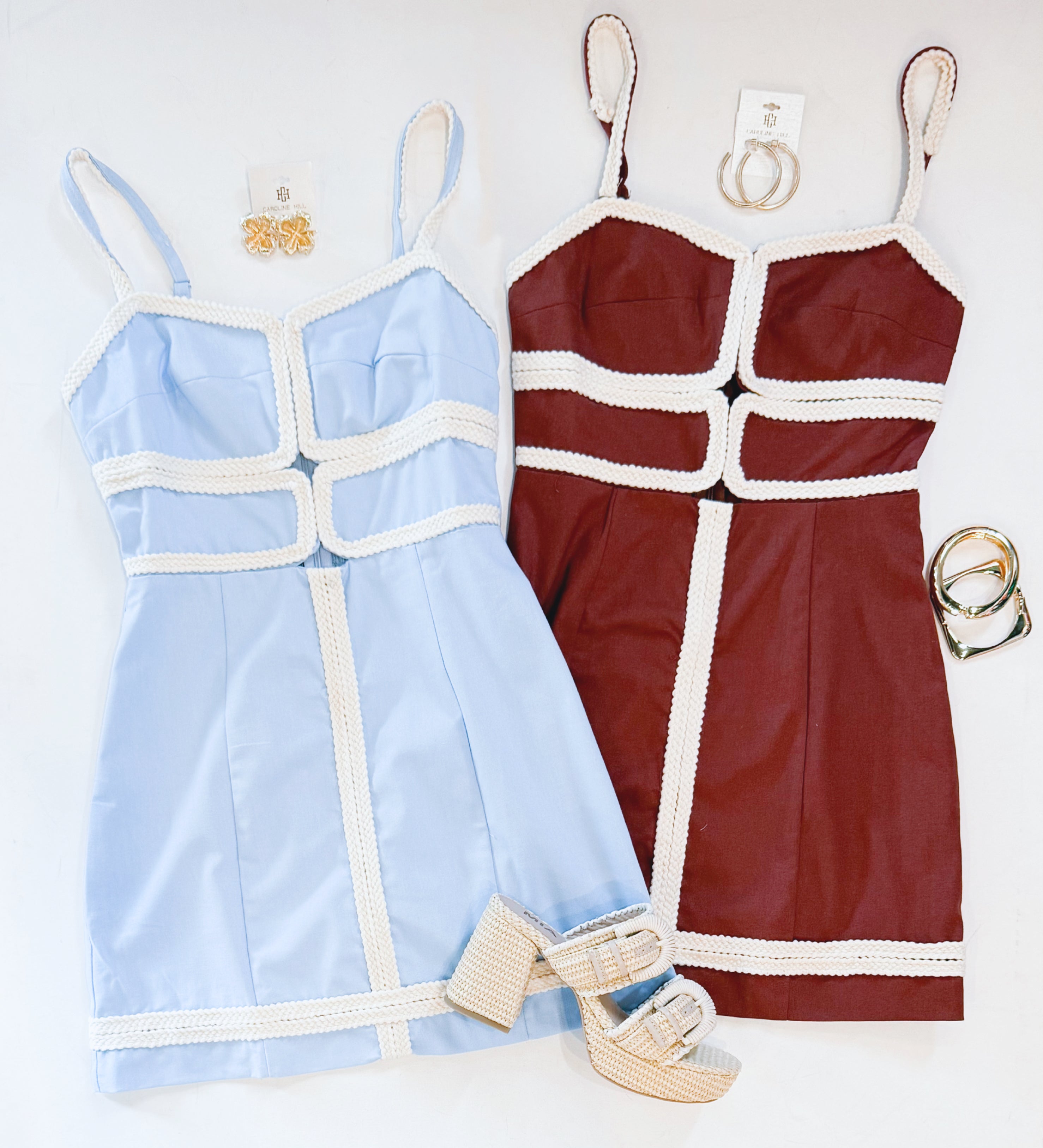 TOP STITCH CUTOUT DRESS (CHOCOLATE)