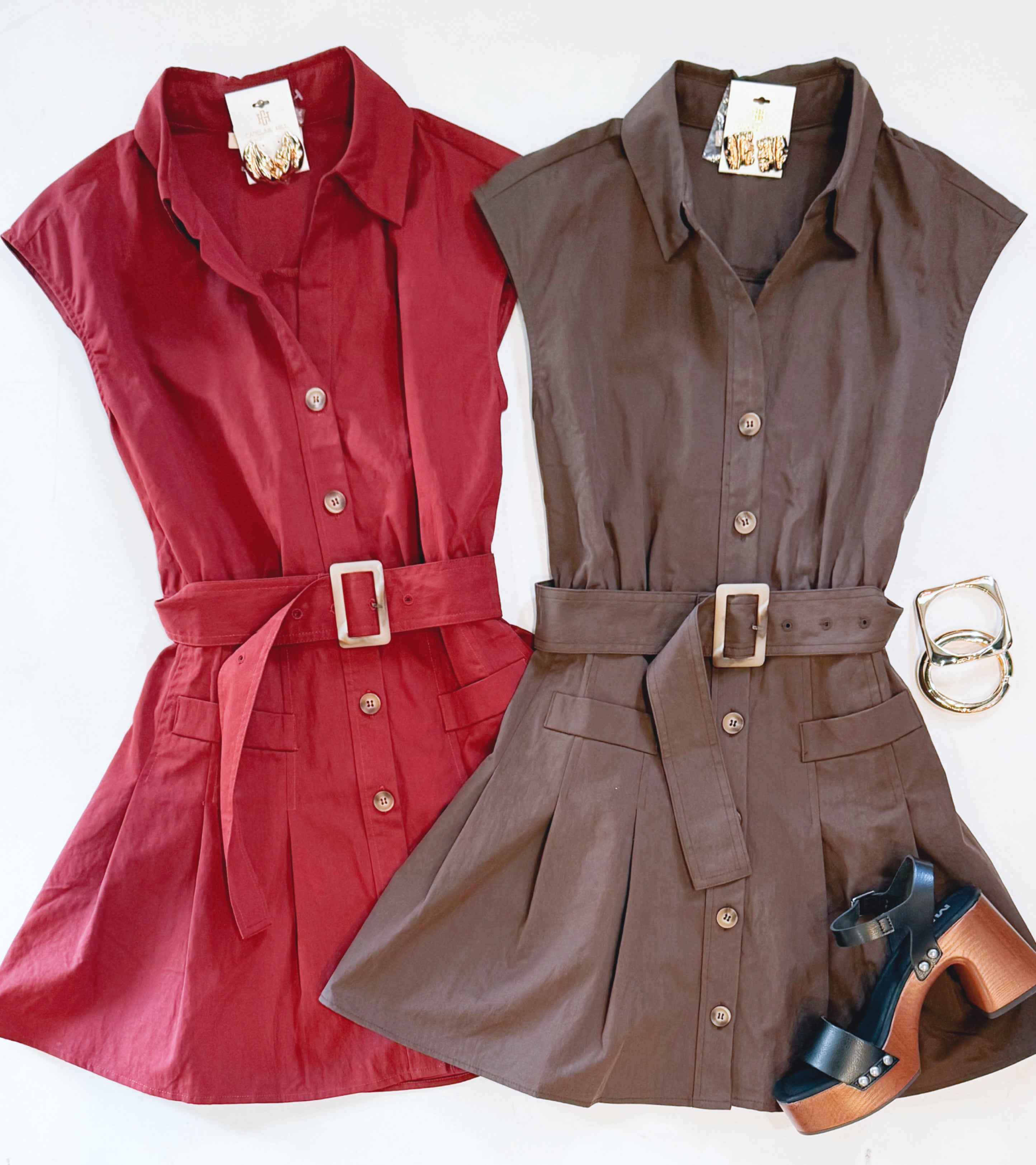FAN CLUB BELTED DRESS (ESPRESSO)