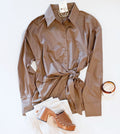 MOCHA WRAP BUTTONDOWN