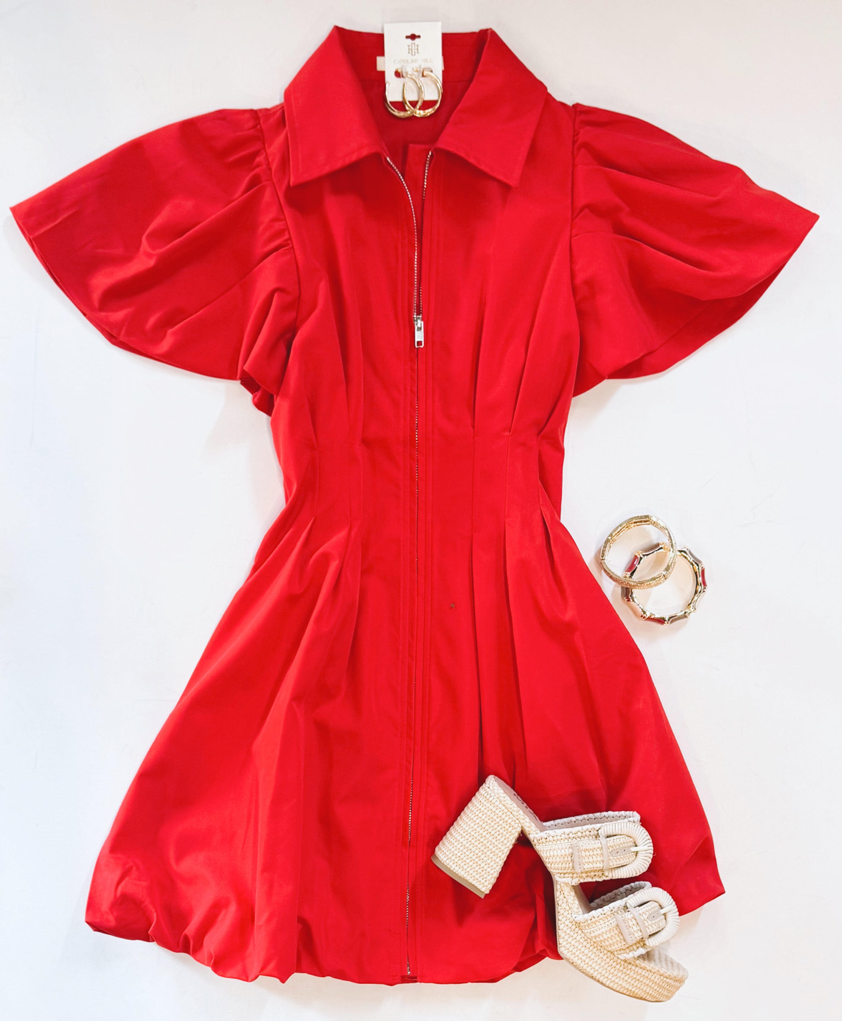 FLATTER ME DRESS (CRIMSON)