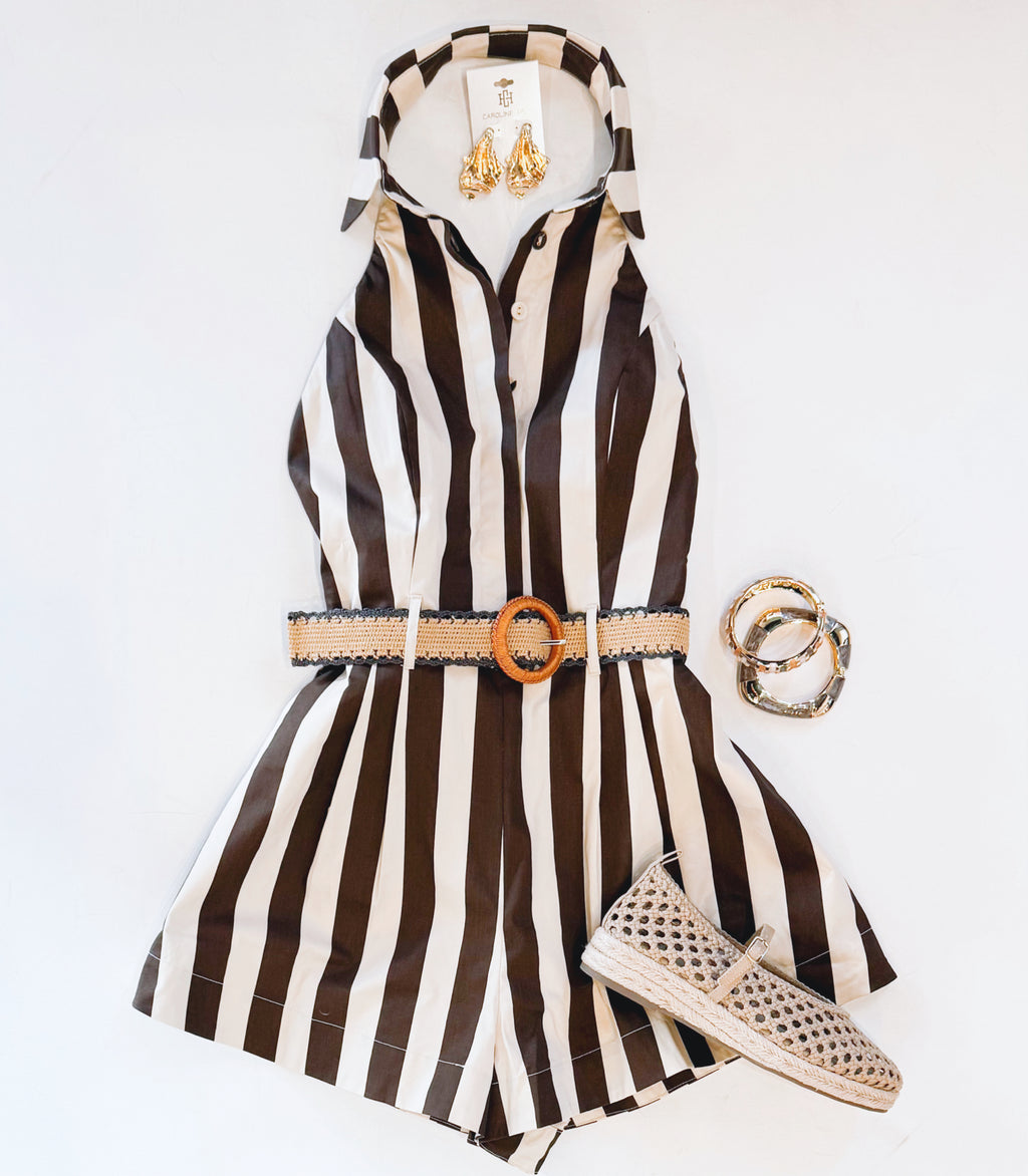 ANOTHER ROUND BELTED ROMPER