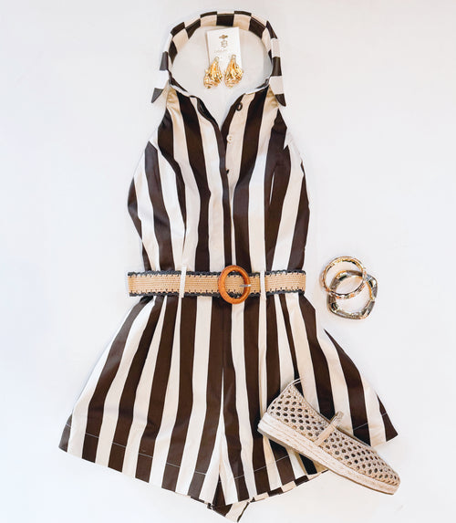ANOTHER ROUND BELTED ROMPER