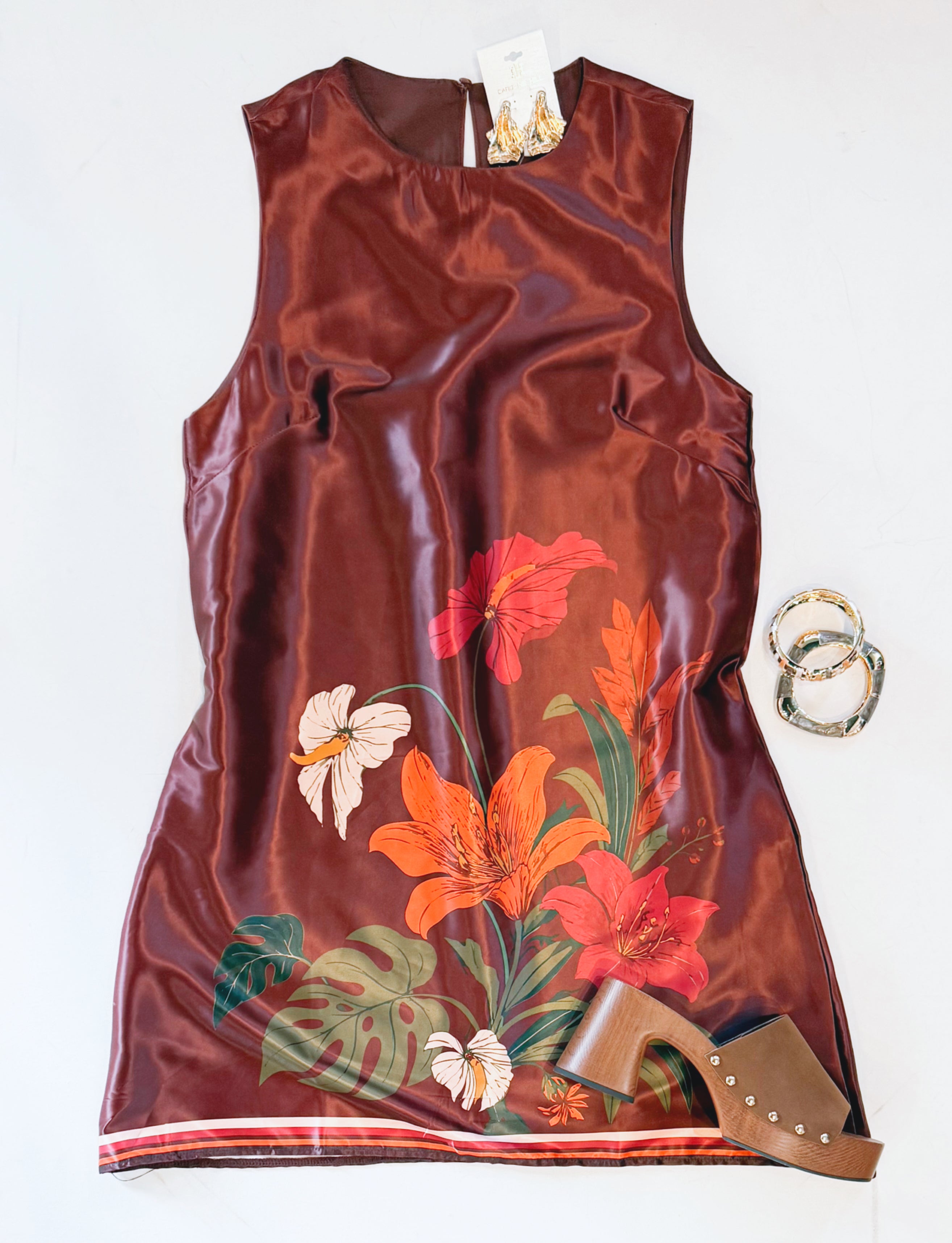 RICH FLORALS SILKY SHIFT
