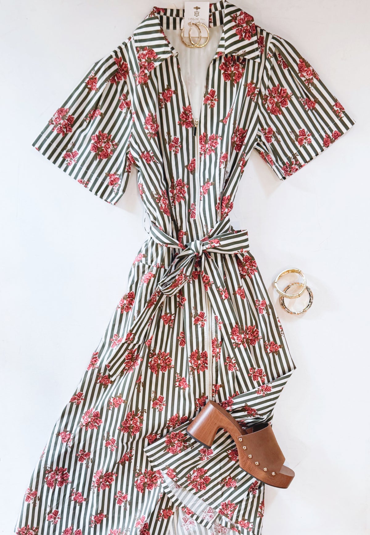 ROSE GARDEN STRIPE MIDI