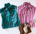 COLLEGIATE STRIPE BOW TOP (PLUM)