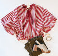 CRIMSON STRIPE BUBBLE TOP