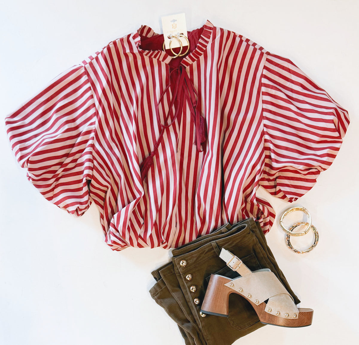CRIMSON STRIPE BUBBLE TOP