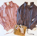 FALL FEELS CINCH TOP (NAVY AND CHOCOLATE)