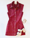 RED WINE COLLAR DRESS