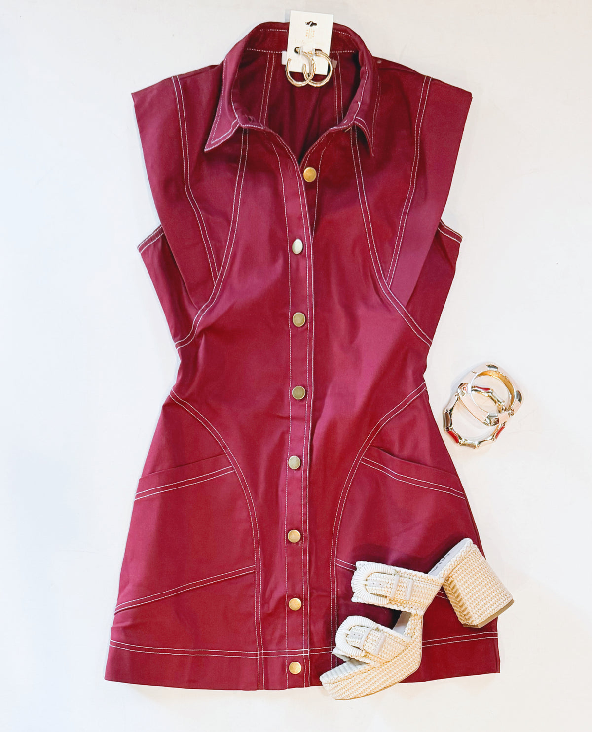 RED WINE COLLAR DRESS