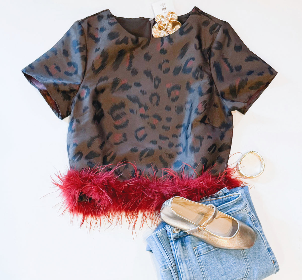 FANCY LEOPARD DINNER TOP