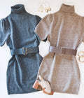 NEW ENGLAND BELTED SWEATER DRESS (CHARCOAL)