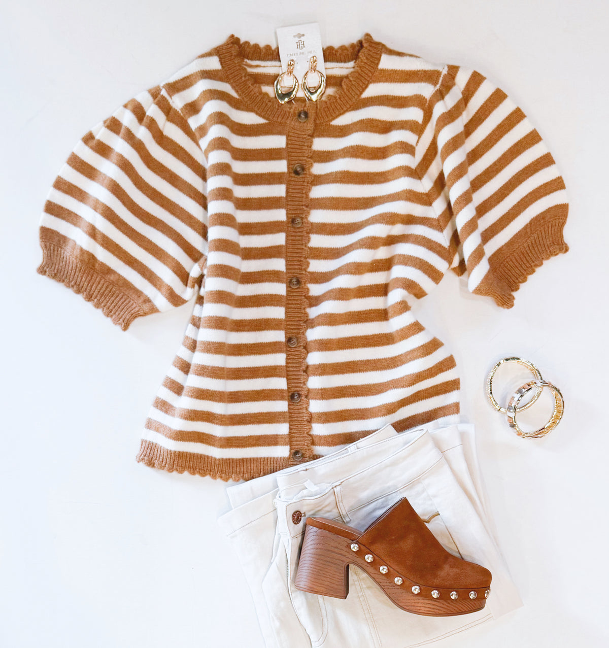 CARAMEL CORN STRIPE CARDI
