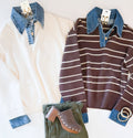 DENIM DOLL LONG SLEEVE KNIT (CHOCO STRIPE)