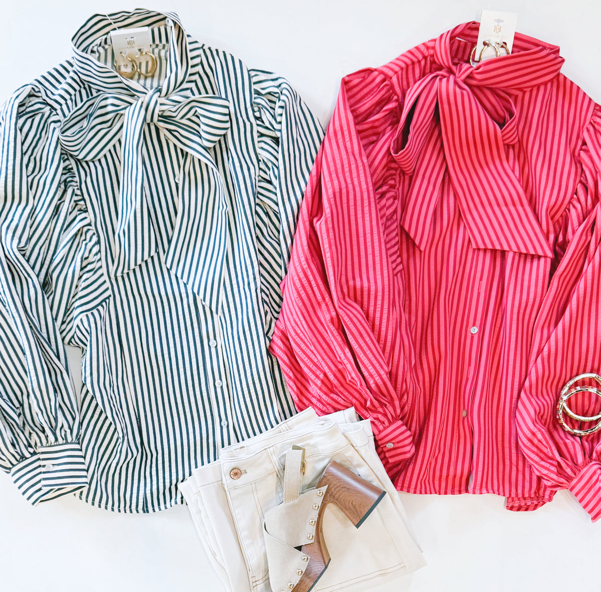 OFFICE PARTY BOW BLOUSE (PINK/RED)