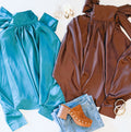 RICH CHOCOLATE SATIN BLOUSE