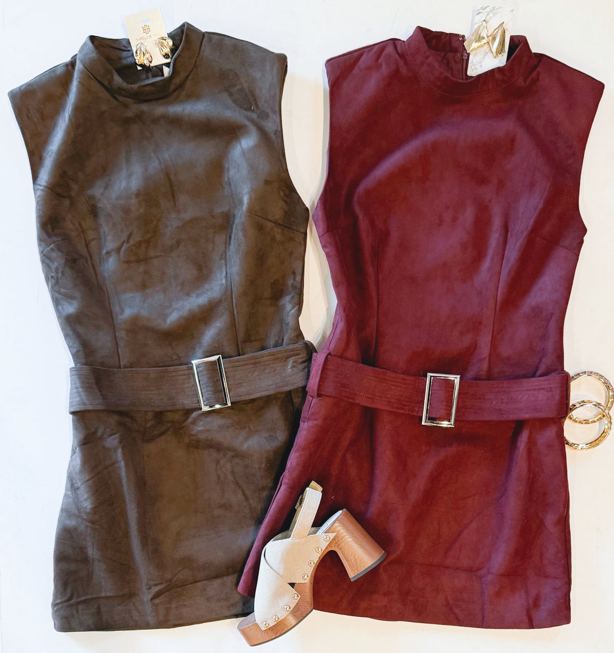 TOAST OF THE TOWN BELTED DRESS (WINE)