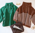 BUTTONED UP CHESTNUT SWEATER