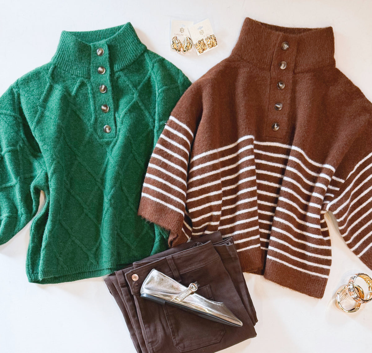 BUTTONED UP CHESTNUT SWEATER